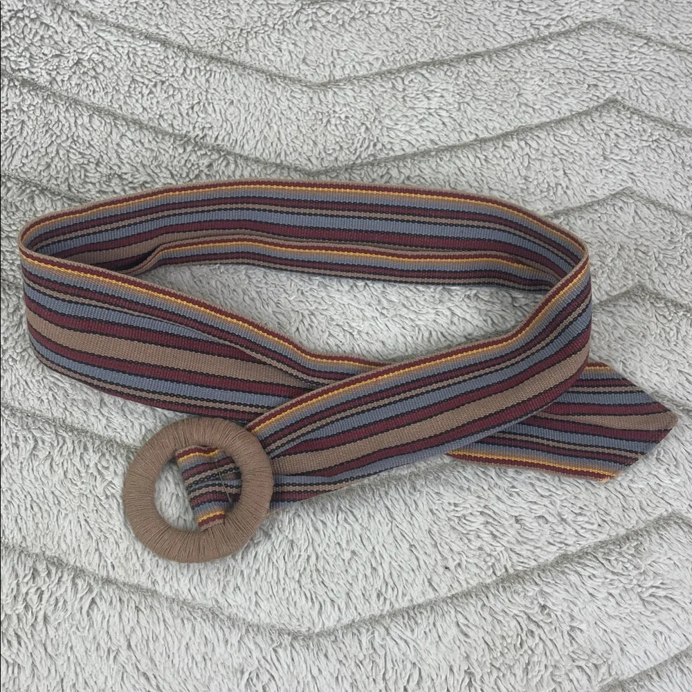 Vintage Wide Woven Belt Horizontal Striped
